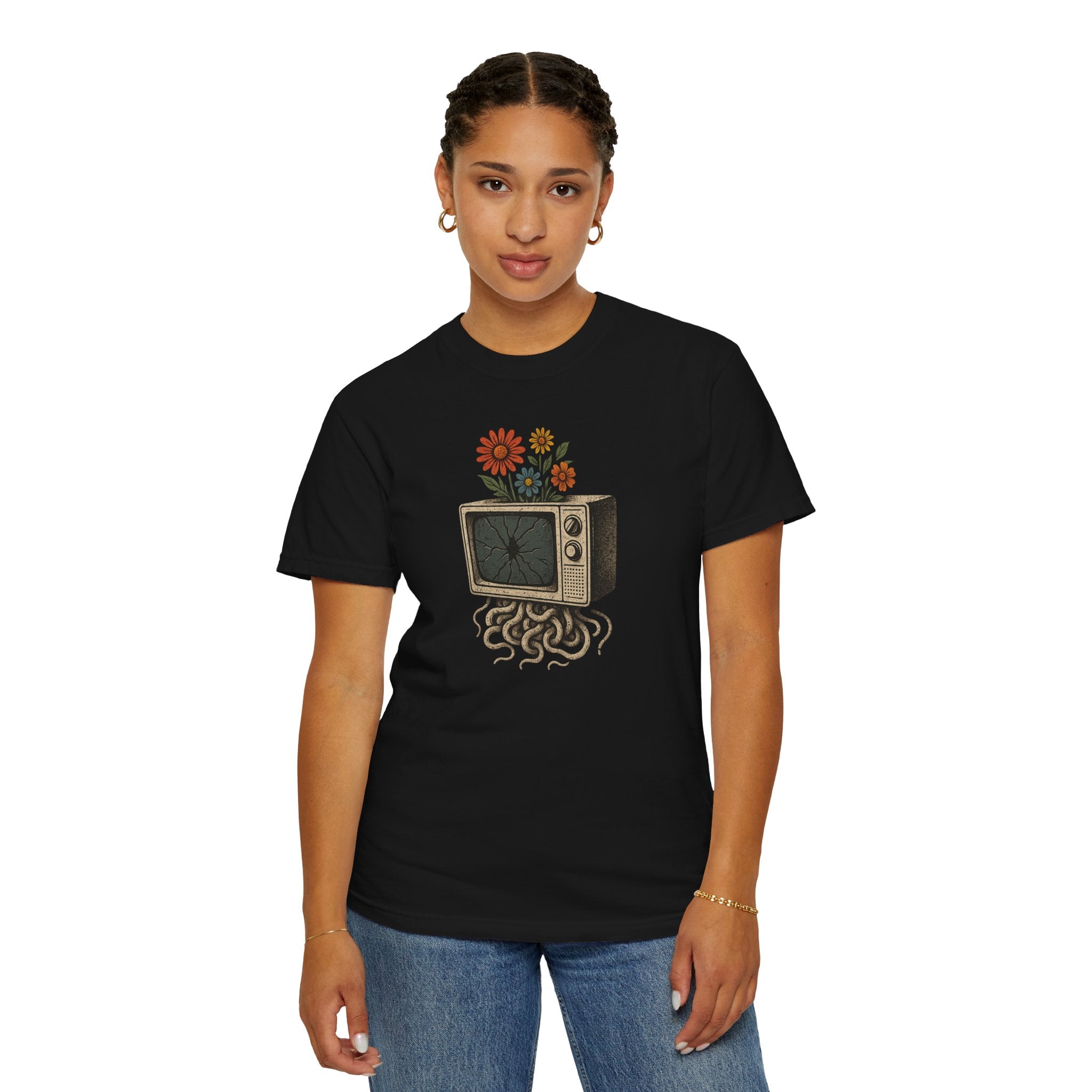 Vintage Floral TV T-Shirt, Retro Graphic Tee