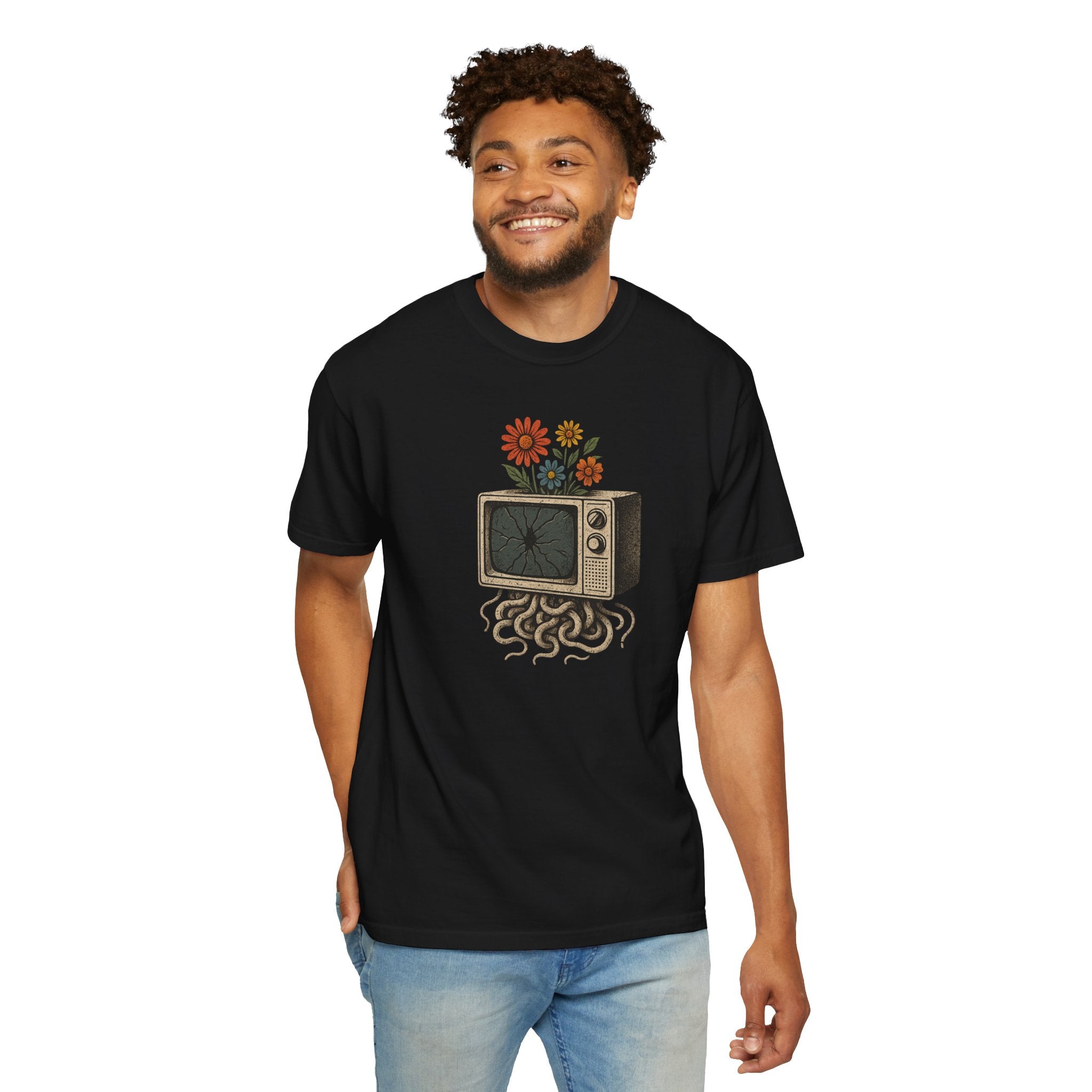 Vintage Floral TV T-Shirt, Retro Graphic Tee
