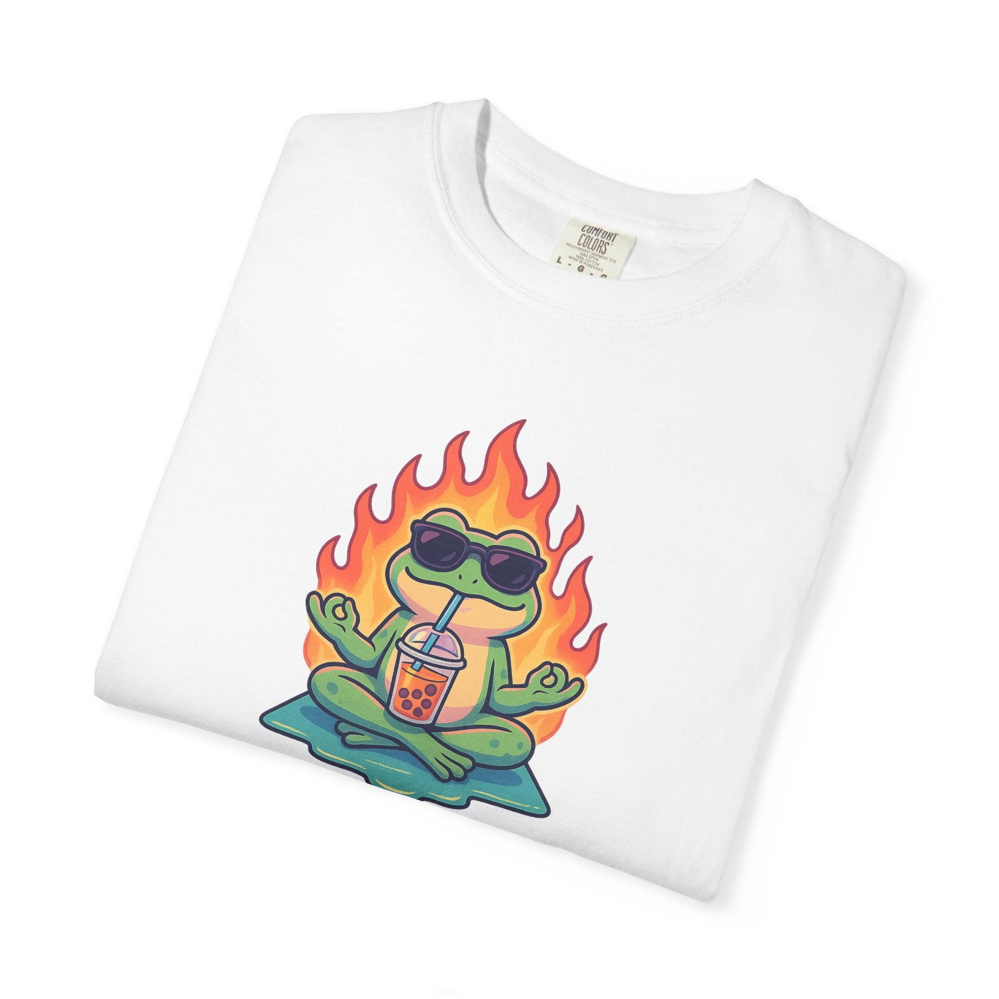 “Zen on Fire” – Cool Frog Bubble Tea T-Shirt (Unisex)