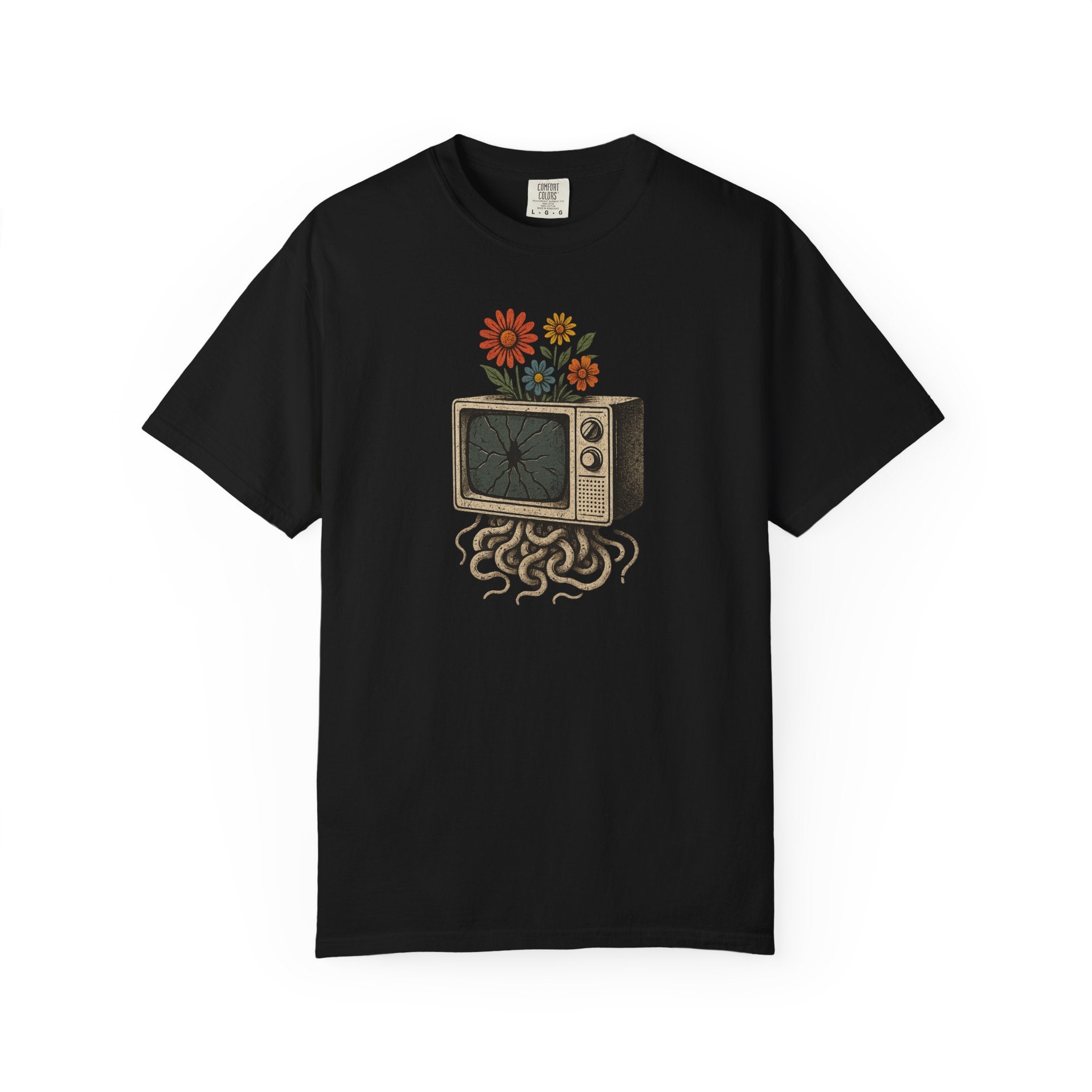 Vintage Floral TV T-Shirt, Retro Graphic Tee