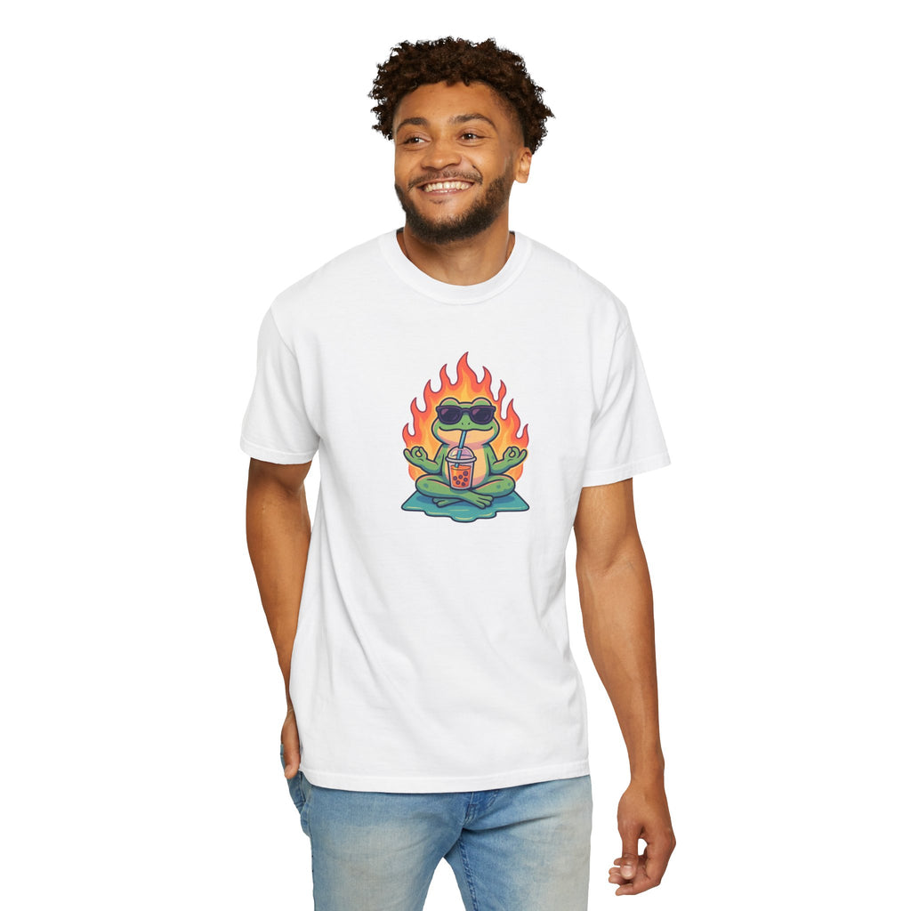 “Zen on Fire” – Cool Frog Bubble Tea T-Shirt (Unisex)